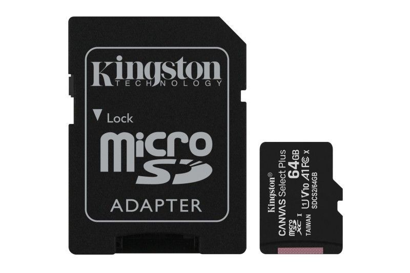 Carte Mémoire micro SD 64Go Canvas select plus +adapt SD* Kingston SDCS2/64GB