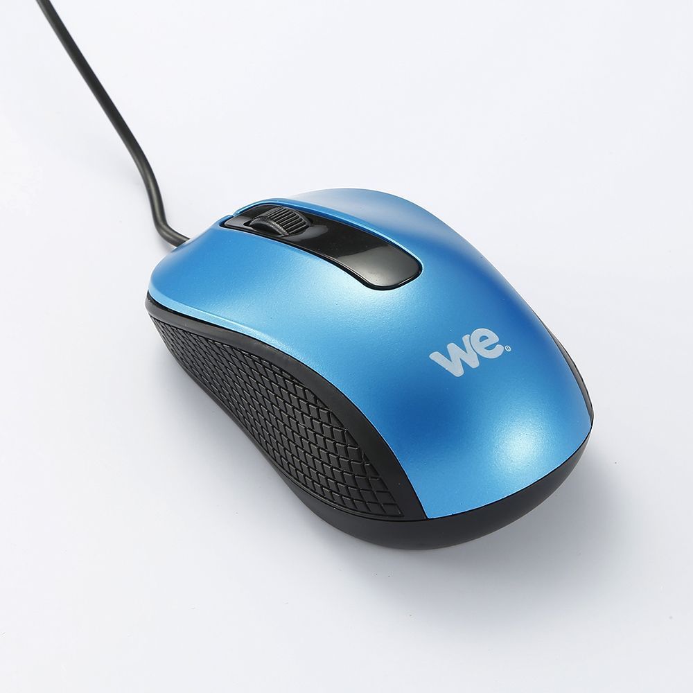 Souris filaire WE 1200DPI , USB, longeur câble 1.5m finition métalliq bleue