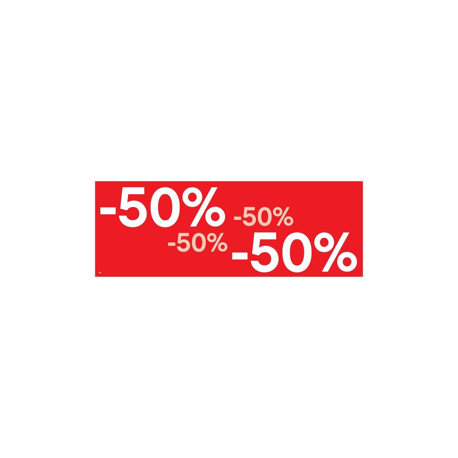Affiche rouge/impression blanche -50 % 69x24 mm