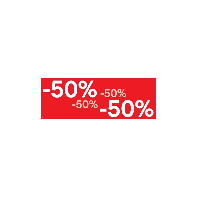 Affiche rouge/impression blanche -50 % 69x24 mm Affiche rouge/impression blanche -50 % 69x24 mm