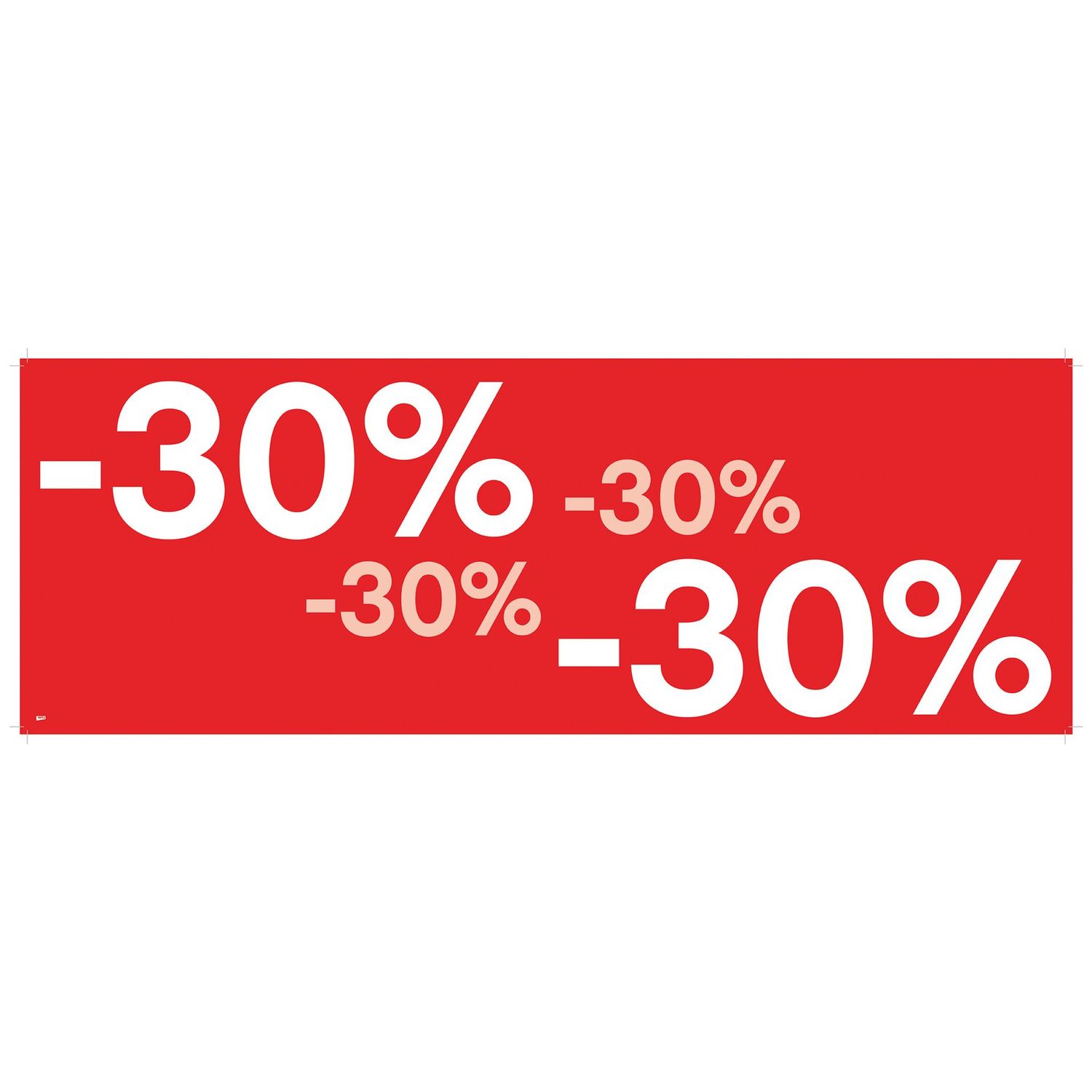 Affiche rouge/impression blanche -30 % 69x24 mm