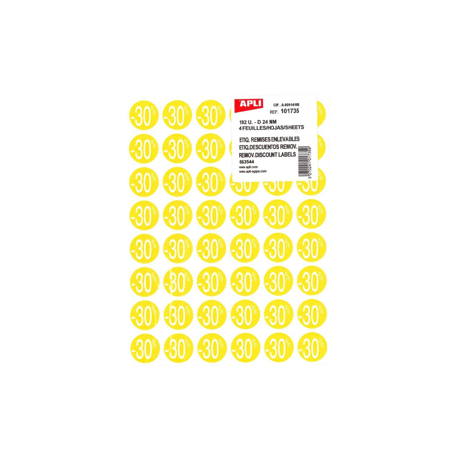 Pastilles remises jaunes - 30 % 192 u.