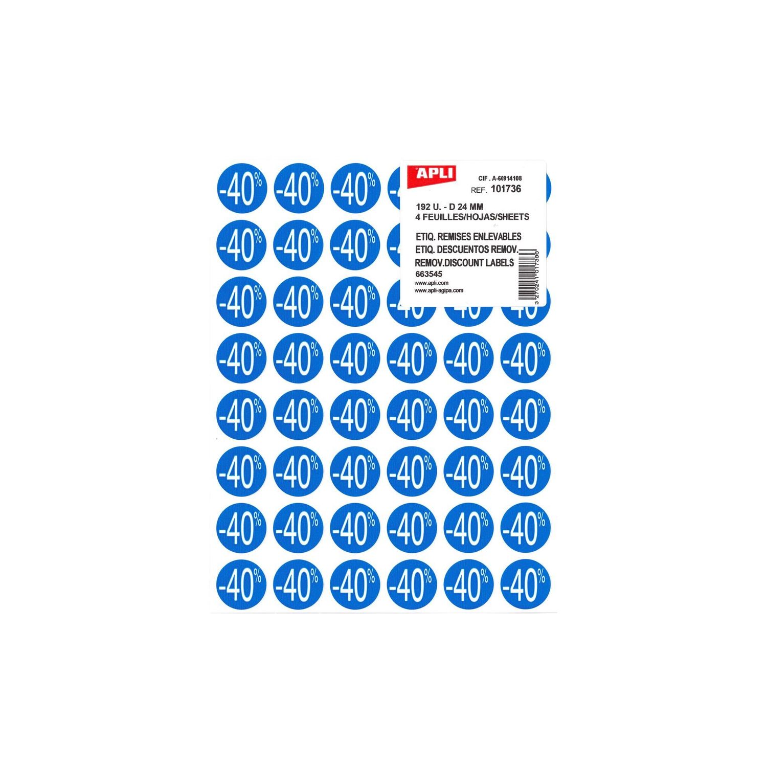 Pastilles remises bleues - 40 % 192 u
