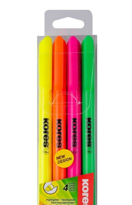 Kores Surligneur Pen, pointe biseautée: 0,5 - 3,5 mm, étui de 4