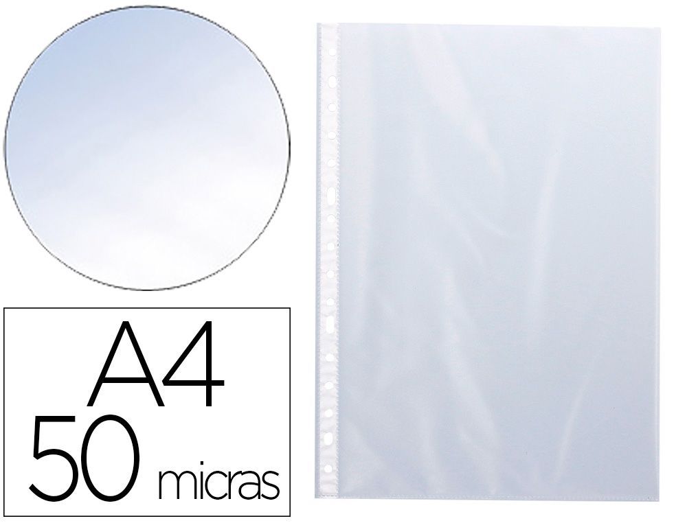 Pochette q-connect polypropylène lisse 5/100e perforée a4 cristal antistatique sachet 10 unités.