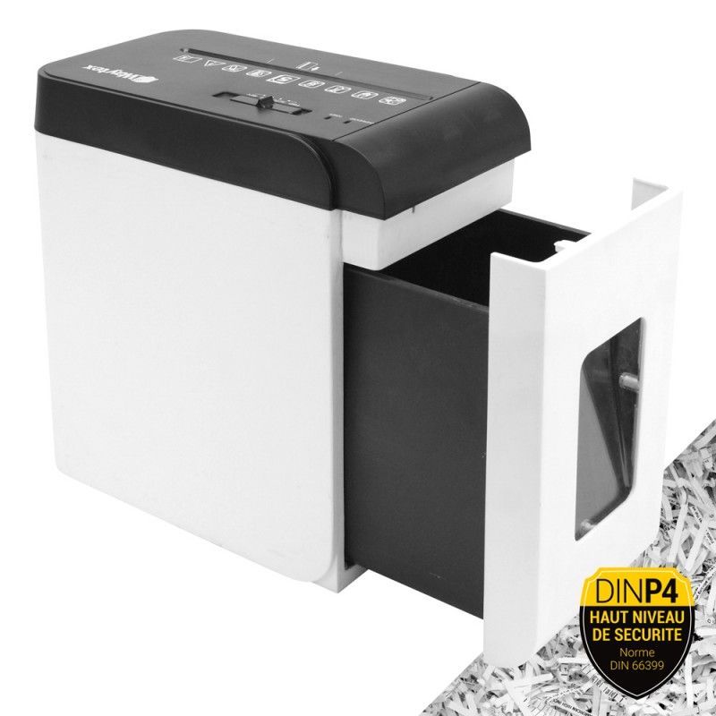 Destructeur de documents coupe croisée 5 Feuilles bac tiroir 8 litres