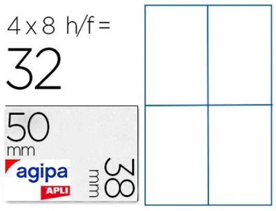 Étiquette adhésive apli agipa 38x50mm non lignée coloris bleu pochette 32 unités.