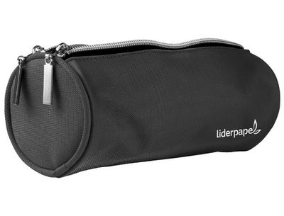 Trousse scolaire liderpapel ronde 2 compartiments 205x75x75mm coloris noir.