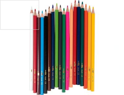 Crayon couleur liderpapel mine extra-résistante 174.5mm écriture douce coloris intenses étui carton plastifié 18 unités.