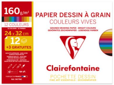 Clairefontaine Papier dessin "à Grain" couleur vive ,24 X 32 Promo