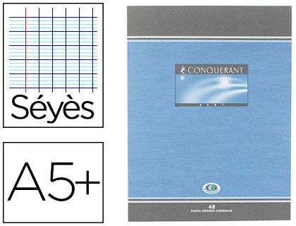 Cahier brouillon piqué conquérant sept couverture offset tables de calcul a5+ 17x22cm 48 pages 56g.
