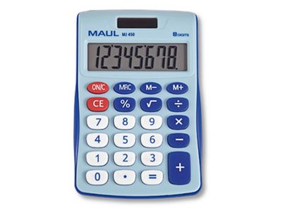 Calculatrice de bureau maul mj450 junior 8 chiffres coloris bleu.