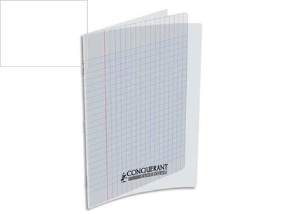 Cahier piqué conquérant classique couverture polypropylène rigide transparente a5+ 17x22cm 48 pages 90g séyès. Cahier piqué conquérant classique couverture polypropylène rigide transparente a5+ 17x22cm 48 pages 90g séyès.