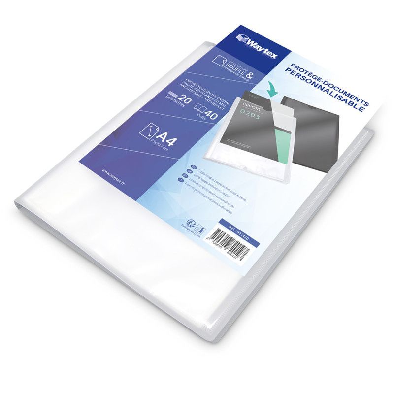 Porte vues A4 Personnalisable 40 Vues Couverture Polypro Transparente Porte vues A4 Personnalisable 40 Vues Couverture Polypro Transparente