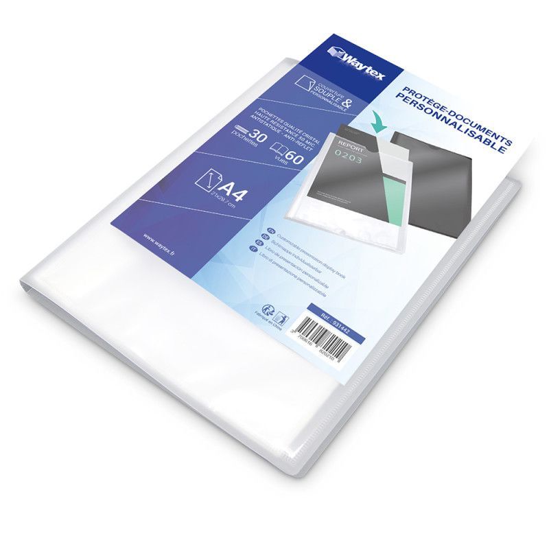 Porte vues A4 Personnalisable 60 Vues Couverture Polypro Transparente Porte vues A4 Personnalisable 60 Vues Couverture Polypro Transparente