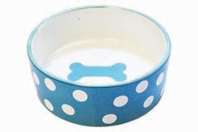 Polka Dot Pet Bowl Blue