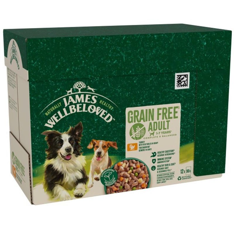 James Wellbeloved GF Adult Turkey in Gravy Pouch 12 x 90g