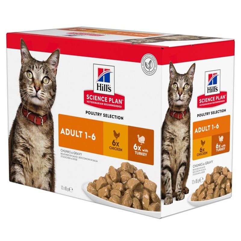 Hills Science Plan Cat Adult Pouch Chicken & Turkey 12 x 85g