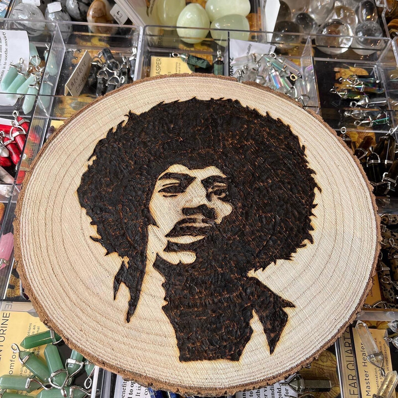 Jimmi Hendrix Wood burning