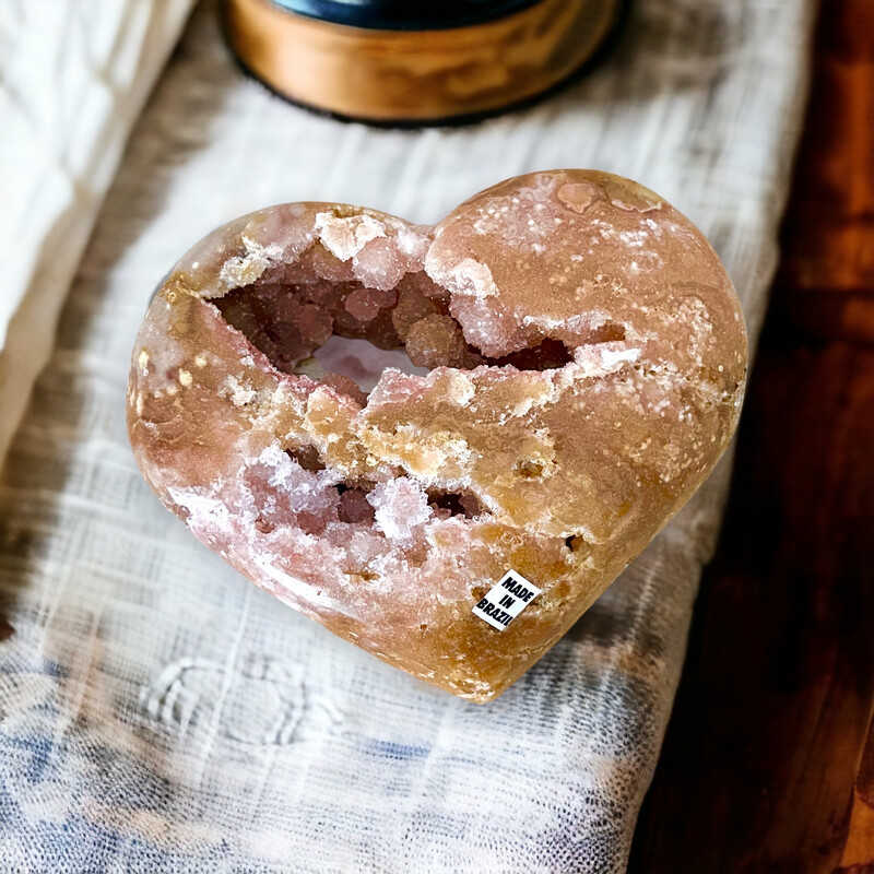 Pink Amethyst Heart Large
