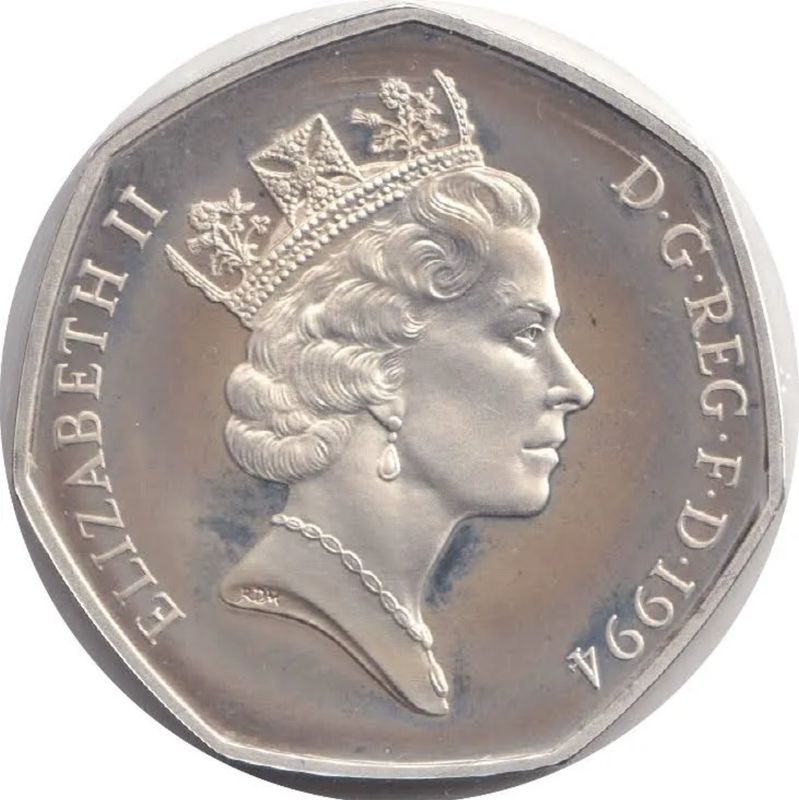 1994 SILVER PROOF FIFTY PENCE AEROPLANE