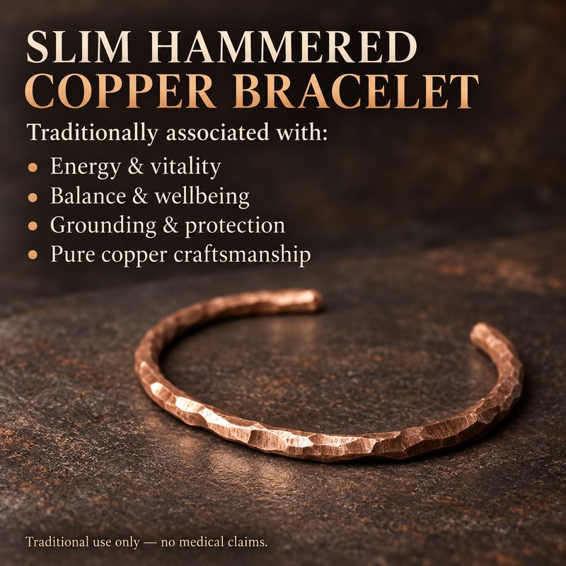 Slim Hammered Copper Bracelet
