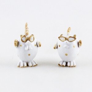 Huhn mit Brille weiß/gold, Goldbach