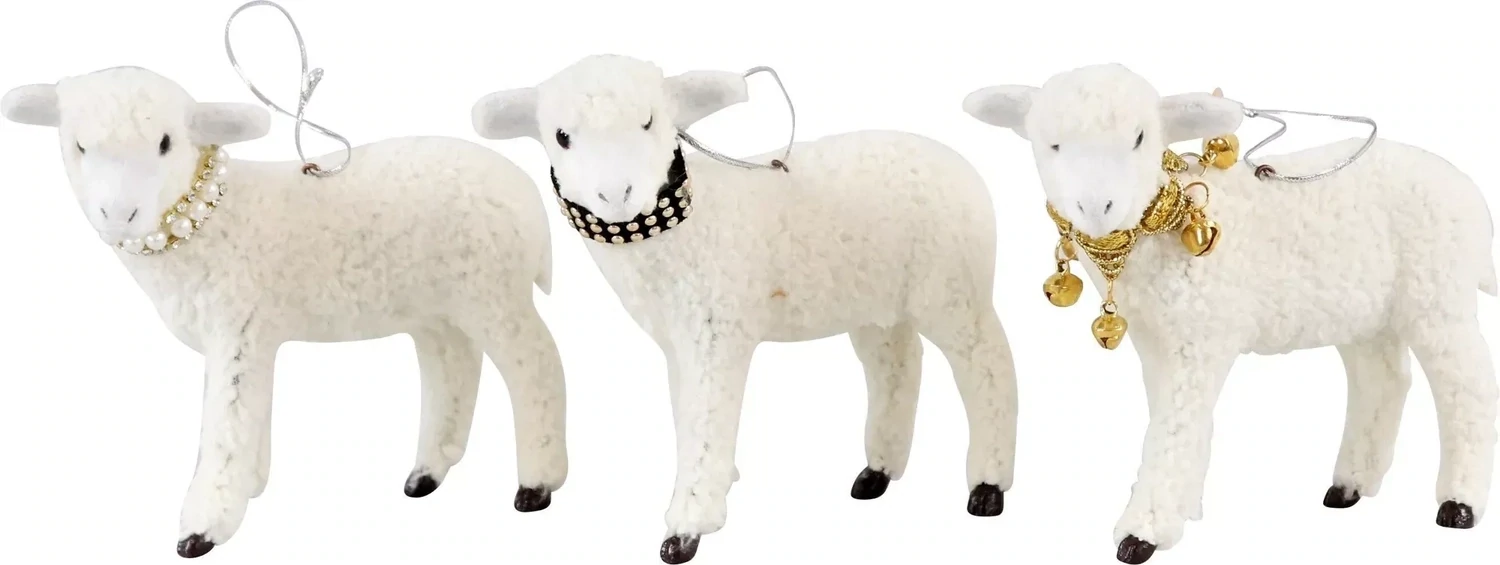 Lamm mit Perlen, Goldkugel oder schwarzem Halsband, Hoff Interieur