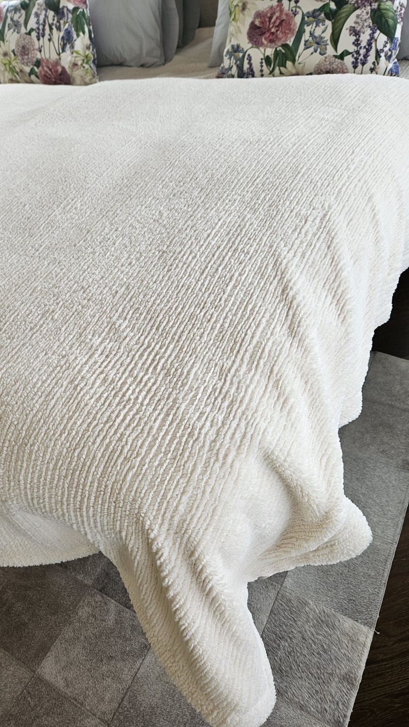 Tagesdecke Strickkanin white, 240x240 cm, Carma - Sondergröße