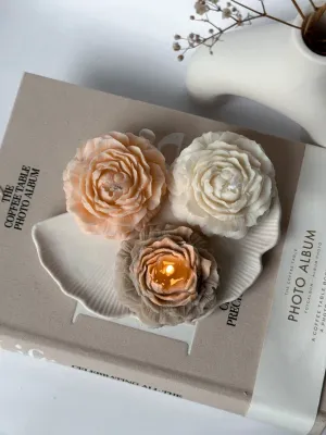 Pfingstrosenblütenkerze creme von Hiroyi Decor Pfingstrosenblütenkerze creme von Hiroyi Decor