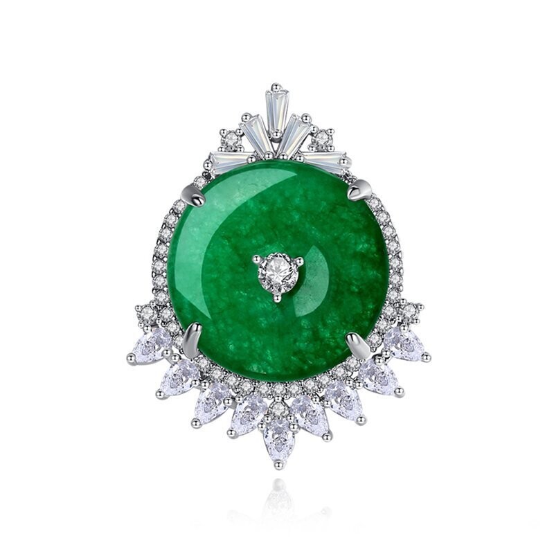 ‎KP NAIL JEWELLERY, « TRIPLE AAA ZIRCON SELECTION », RHODIUM PLATING, Ø 21 MM X 26 MM, VERT‎