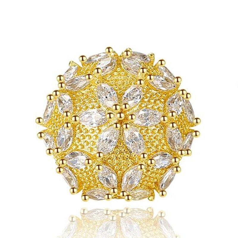 KP NAIL JEWELLERY, "TRIPLE AAA ZIRCON SELECTION", PLAQUÉ OR 18K, Ø 15 MM X 15 MM, TRANSPARENT