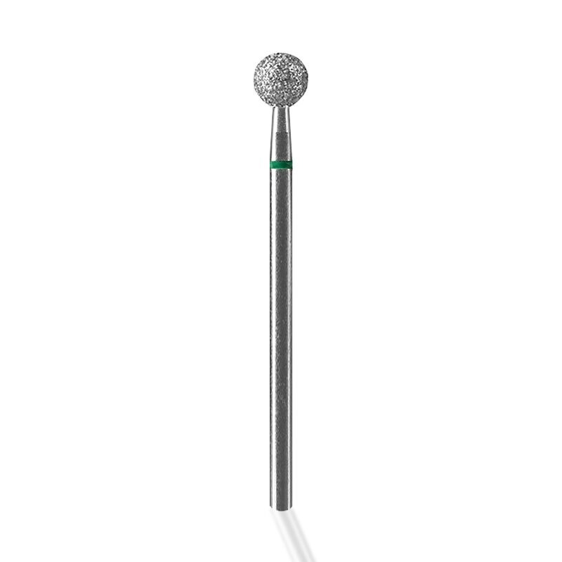 KP CUTICULA TREADMENT. SWISS HIGH PRECISION BALLHEAD Ø 5.0 MM BIT, GREEN, DIAMOND, COARSE