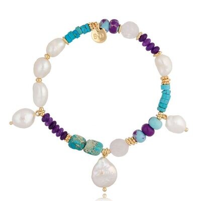 Bransoletka kolorowa z perłami i kamieniami Tropical