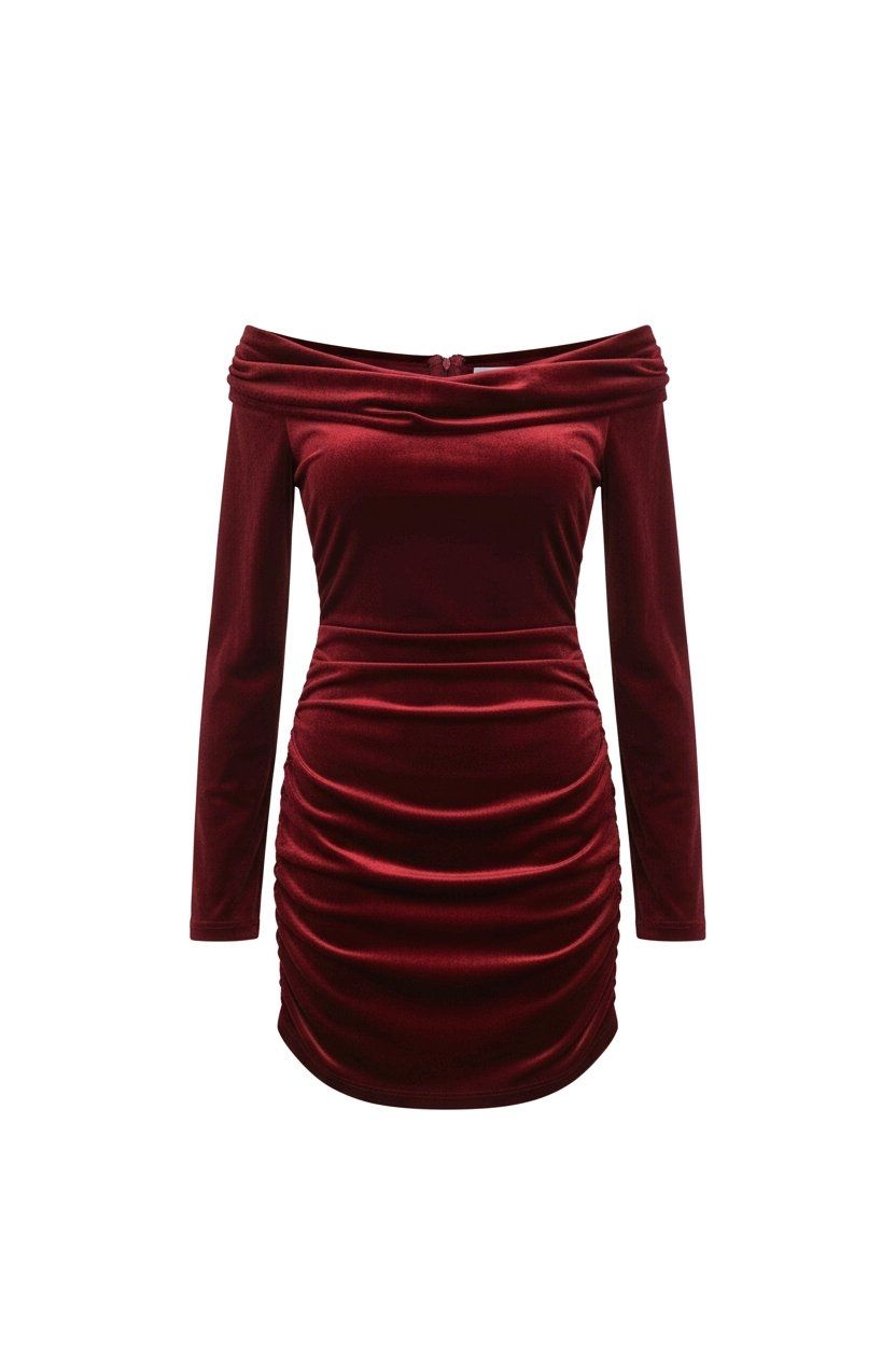 Abito velluto bordeaux Aké
