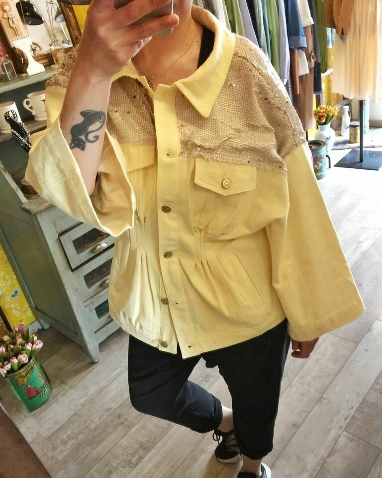 Giacca jeans over Gialla