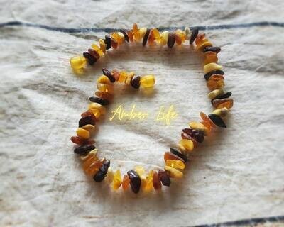 Natural Baltic Amber Multi Color Chip Necklace (For Teething &amp; Fever)