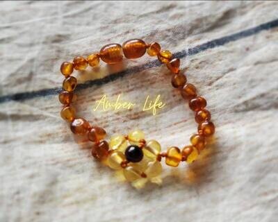 Natural Baltic Amber Floral Bracelet (For Teething &amp; Fevers)