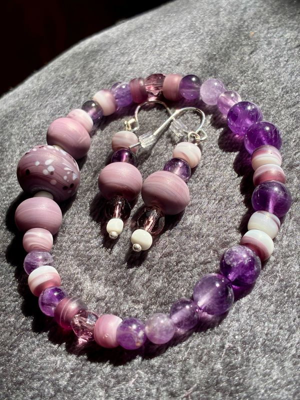 Swirling Lavender Amethyst Bracelet Set