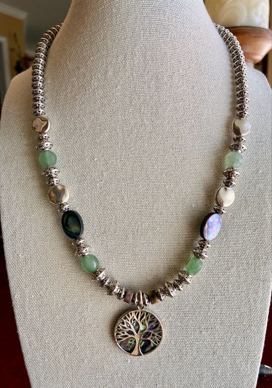 Sterling Silver Aventurine Tree Of Life Necklace