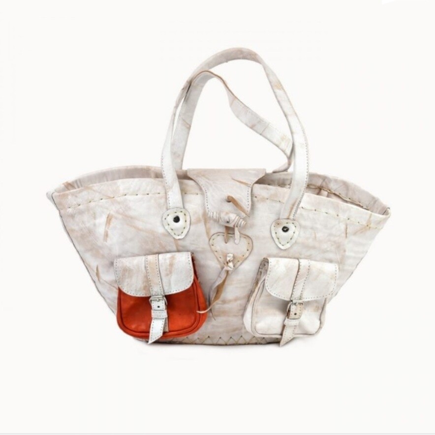 Leren mand tas witte kleur "Saint Tropez" van Doenya