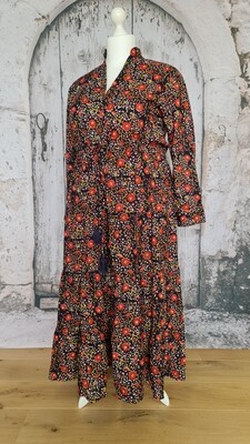 Boho jurk BALI katoen zwart /rood - gypsy dress XXL 2xl cotton