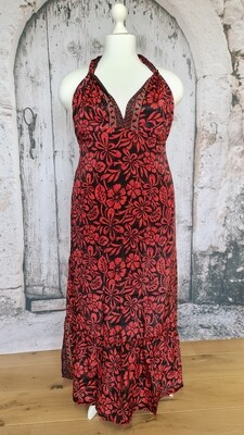 Sexy sjaal-cup jurk GOA silky rood zwart - scarf-cup dress - xxl