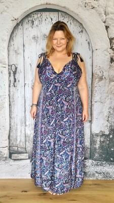 Silky zomer jurk ZENN - blauw roze wit - summer dress xl xxl 3xl