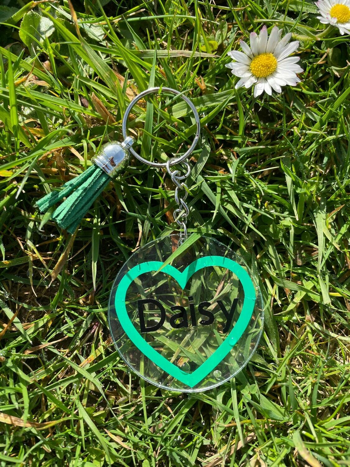 Personalised Heart outline Design - keyring With Tassel