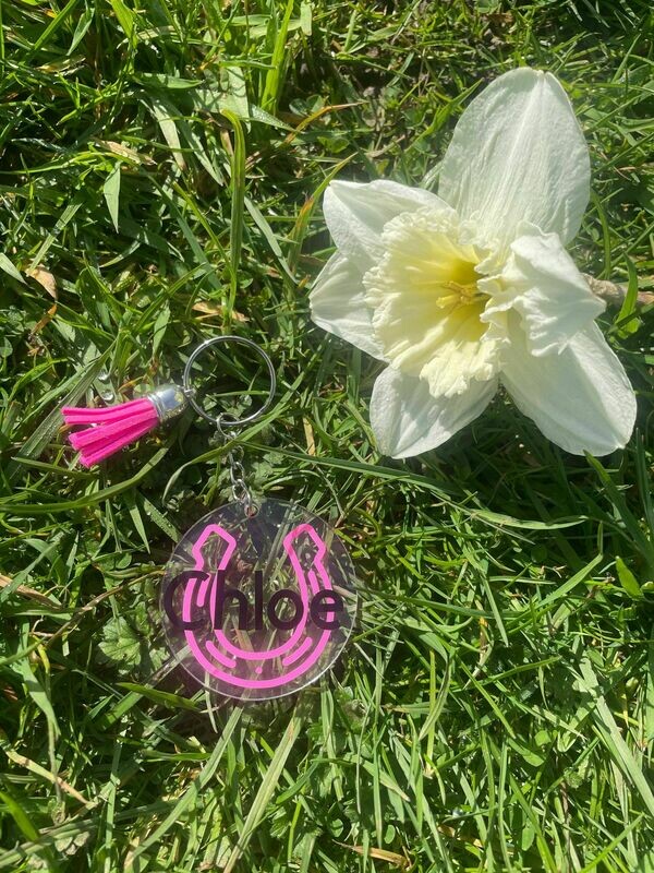 Personalised Horse Shoe Design - keyring With Tassel