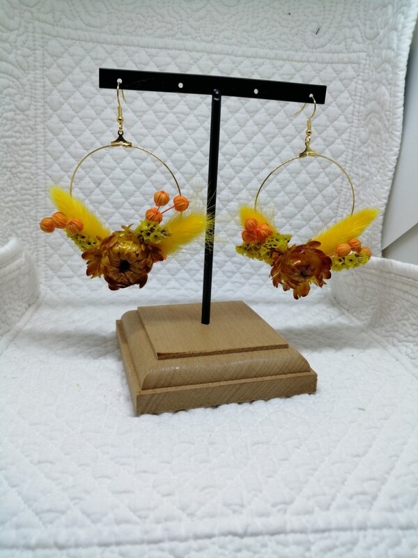 Boucle d' oreille "Fleurs des champs" jaune