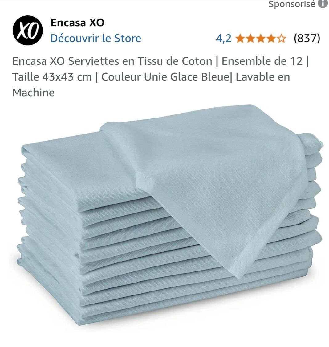 Ensemble 8 serviettes de table brodé