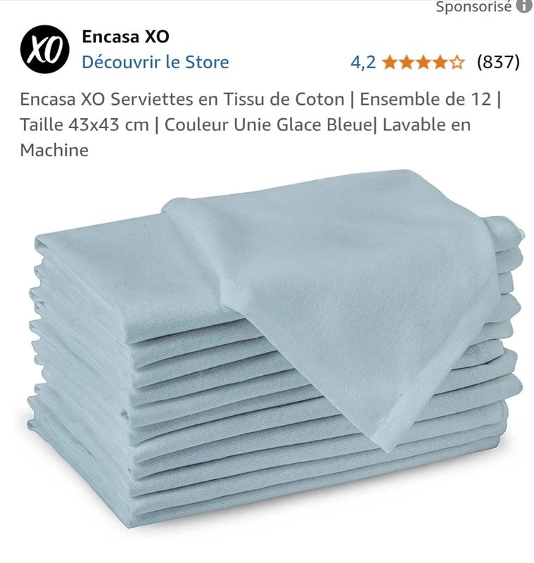 Ensemble 8 serviettes de table brodé
