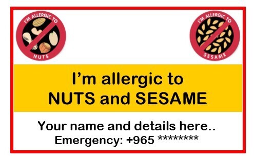 Allergy Tag (NUTS and SESAME)